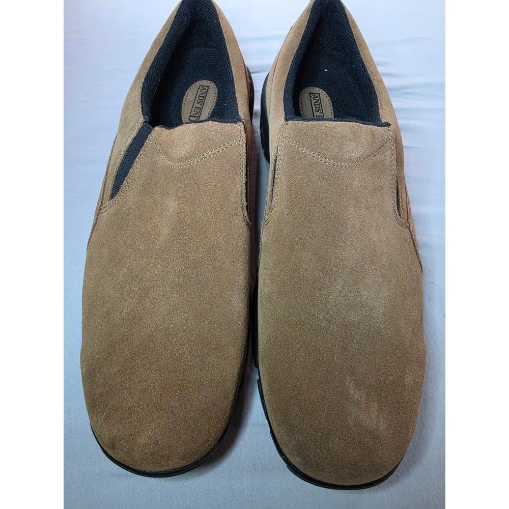 Lands End Mens Tan Suede Slip On Loafers Rugged Lug Sole Shoes 13 D 86169
